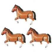 OOKWE 3pcs 33 Inches Horse Shaped Aluminum Foil Balloons Large Huge Balloon Kids Toys for Birthday Baby Shower Cowboy Party